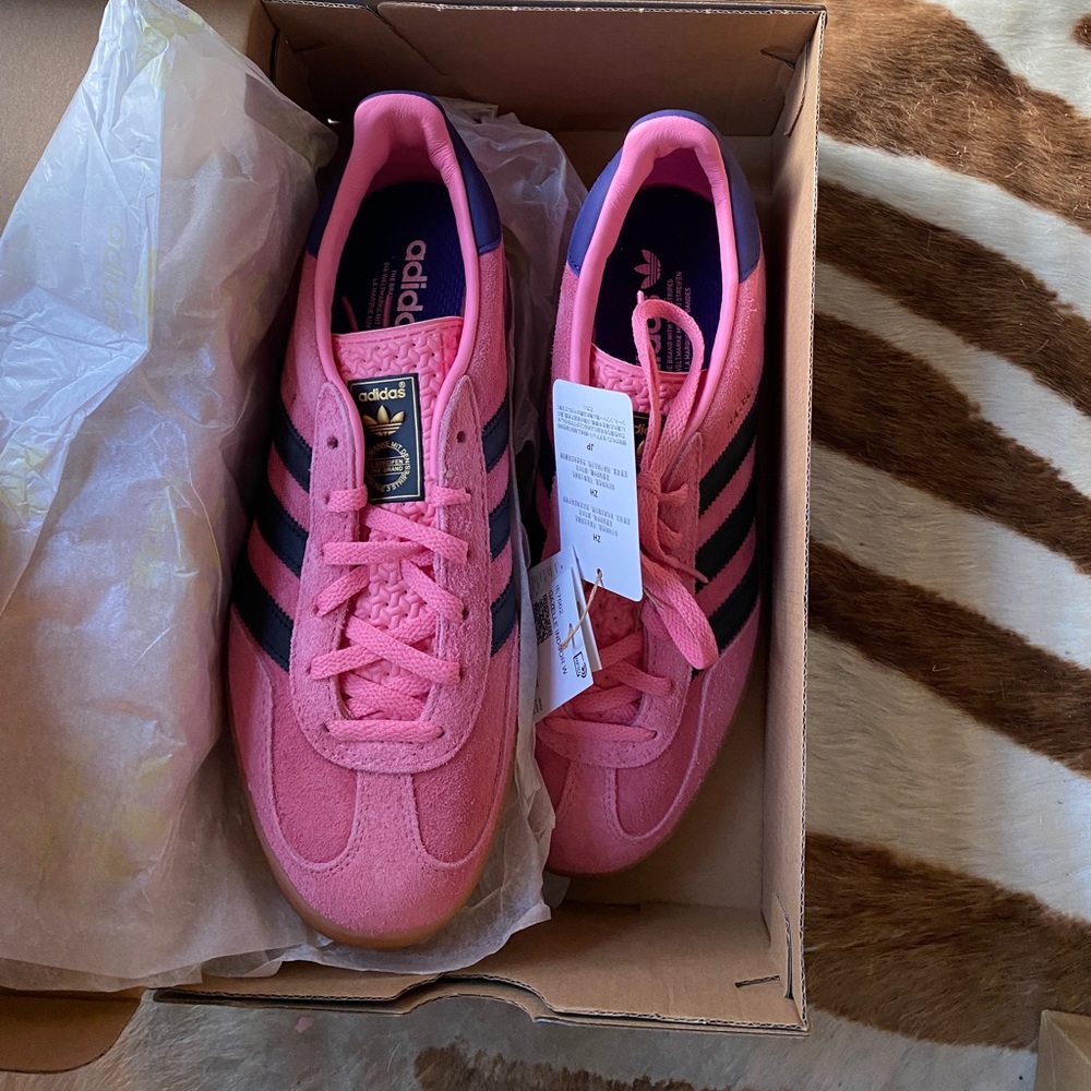 Pink Adidas gazelles indoor